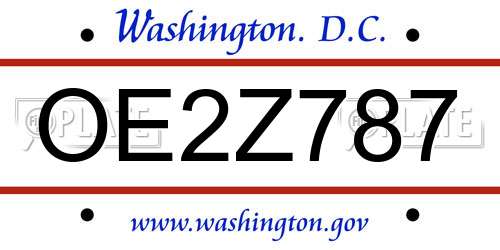 OE2Z787 District Of Columbia License Plate