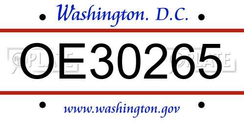 OE30265 District Of Columbia License Plate