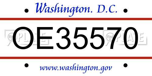 OE35570 District Of Columbia License Plate