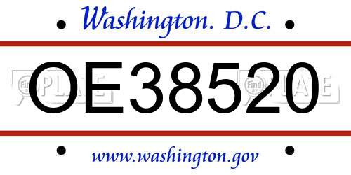 OE38520 District Of Columbia License Plate
