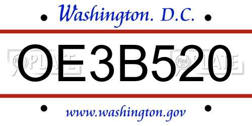 OE3B520 District Of Columbia License Plate