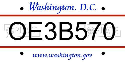 OE3B570 District Of Columbia License Plate