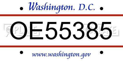 OE55385 District Of Columbia License Plate