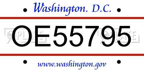 OE55795 District Of Columbia License Plate