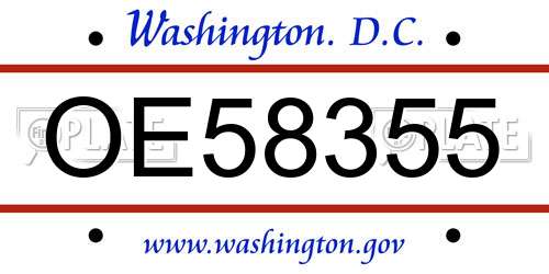 OE58355 District Of Columbia License Plate