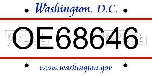 OE68646 District Of Columbia License Plate