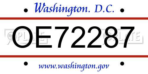 OE72287 District Of Columbia License Plate