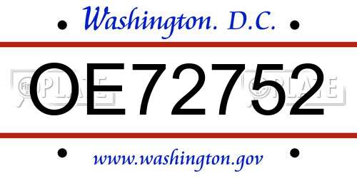 OE72752 District Of Columbia License Plate