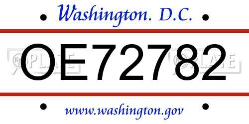 OE72782 District Of Columbia License Plate