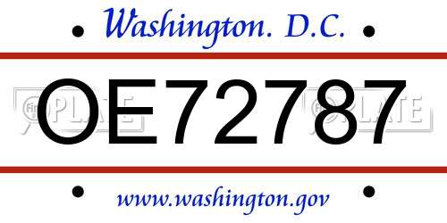 OE72787 District Of Columbia License Plate