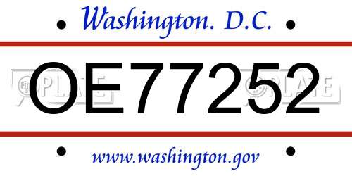 OE77252 District Of Columbia License Plate