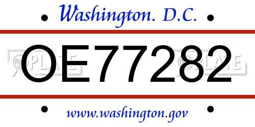 OE77282 District Of Columbia License Plate