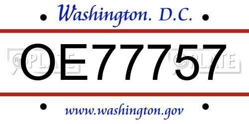 OE77757 District Of Columbia License Plate