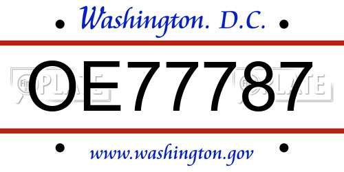 OE77787 District Of Columbia License Plate