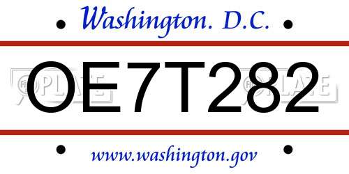 OE7T282 District Of Columbia License Plate