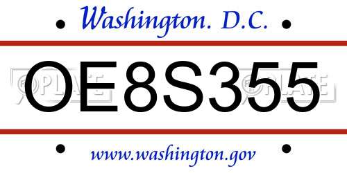 OE8S355 District Of Columbia License Plate