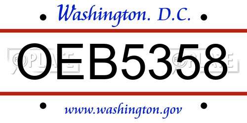 OEB5358 District Of Columbia License Plate