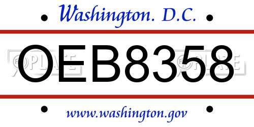 OEB8358 District Of Columbia License Plate