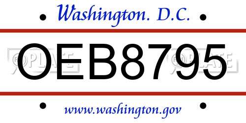 OEB8795 District Of Columbia License Plate