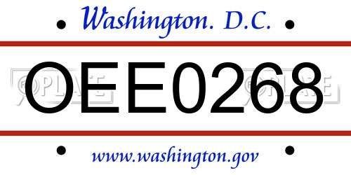 OEE0268 District Of Columbia License Plate