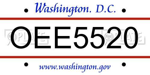 OEE5520 District Of Columbia License Plate