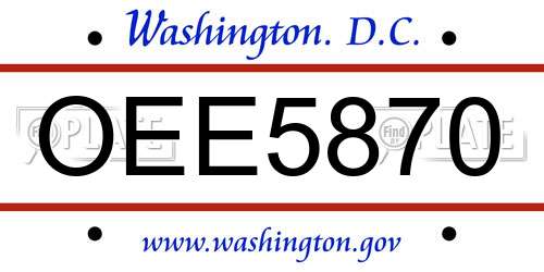OEE5870 District Of Columbia License Plate