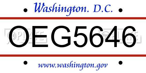 OEG5646 District Of Columbia License Plate