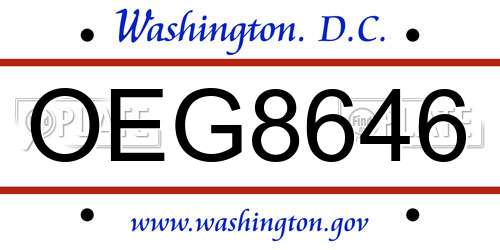 OEG8646 District Of Columbia License Plate