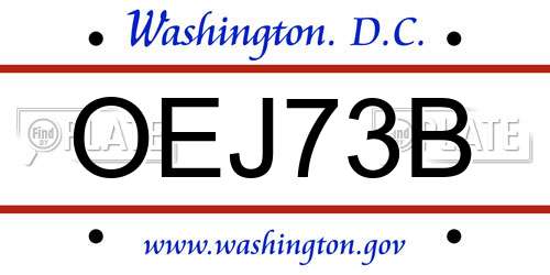 OEJ73B District Of Columbia License Plate