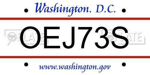 OEJ73S District Of Columbia License Plate