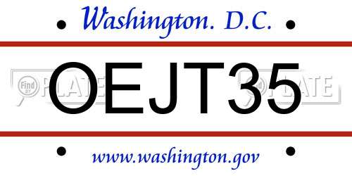OEJT35 District Of Columbia License Plate