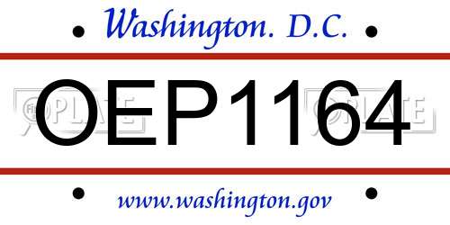 OEP1164 District Of Columbia License Plate