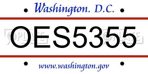 OES5355 District Of Columbia License Plate