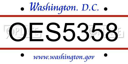 OES5358 District Of Columbia License Plate