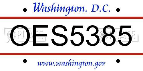 OES5385 District Of Columbia License Plate