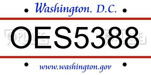 OES5388 District Of Columbia License Plate