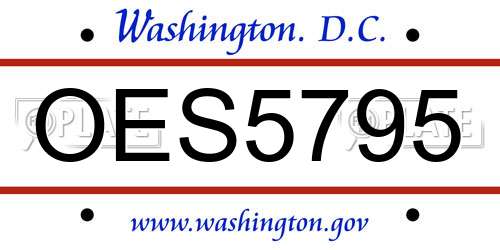 OES5795 District Of Columbia License Plate