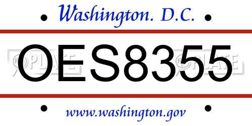 OES8355 District Of Columbia License Plate