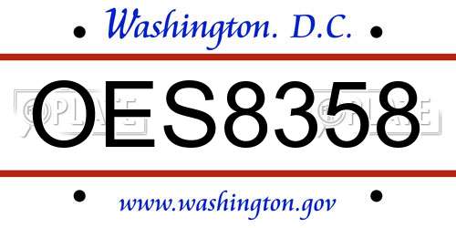 OES8358 District Of Columbia License Plate