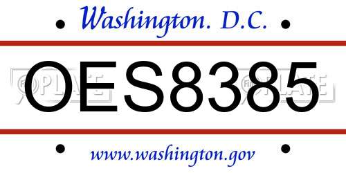 OES8385 District Of Columbia License Plate