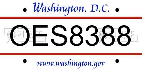 OES8388 District Of Columbia License Plate