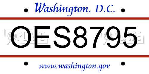 OES8795 District Of Columbia License Plate