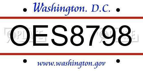 OES8798 District Of Columbia License Plate