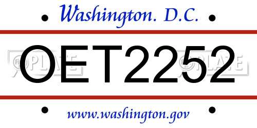OET2252 District Of Columbia License Plate