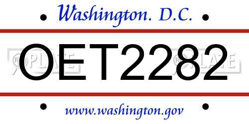 OET2282 District Of Columbia License Plate