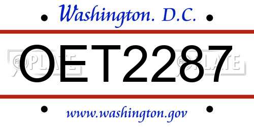 OET2287 District Of Columbia License Plate