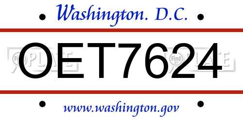 OET7624 District Of Columbia License Plate