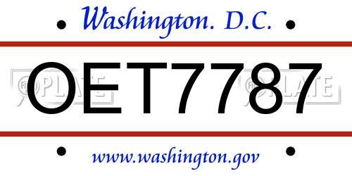 OET7787 District Of Columbia License Plate