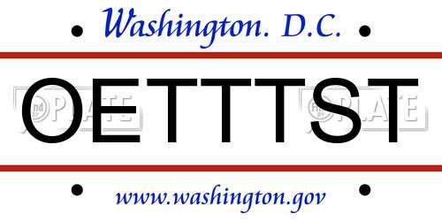 OETTTST District Of Columbia License Plate