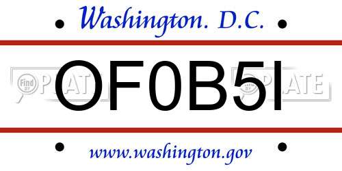 OF0B5I District Of Columbia License Plate